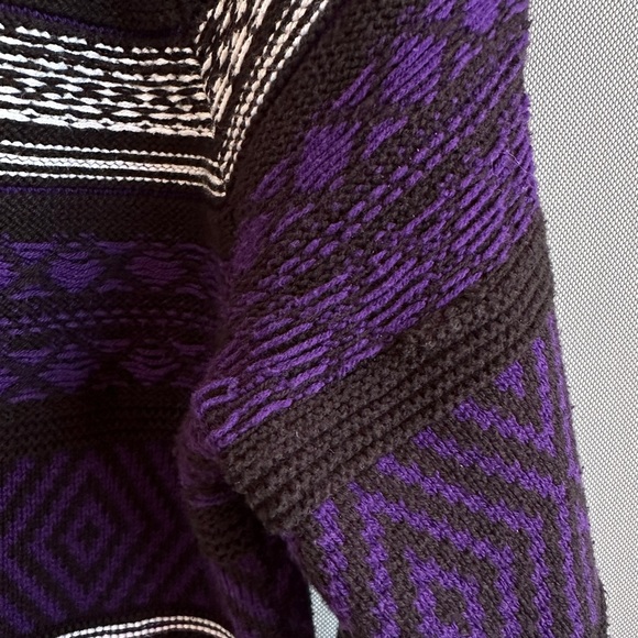 Chaps | Black, Purple & White Striped Mock Neck Sweater | Size L - Picture 5 of 9